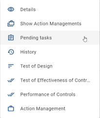 Here, the *Pending tasks* option within the context menu is shown.