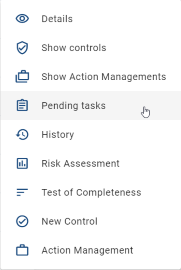 Here, the *Pending tasks* option within the context menu is shown.