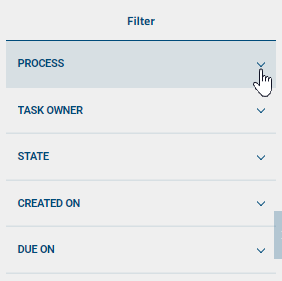 Inside the *Running processes* area, this is the *Filter* menu.