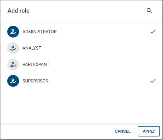 From here, you can assign a new role to the selected user. Confirm your choice with *APPLY*.